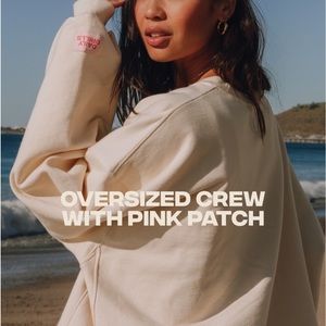 Daily Drills Sand Crewneck with Pink Patch